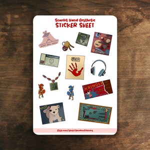 Mystery Solving Girl Detective Scarlet Hand Inspired Sticker Sheet for Notebooks, Laptop | 13 Glossy Stickers