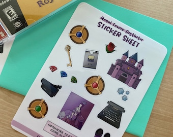 Treasure Royal Tower Glossy Sticker Sheet | 16 Stickers | Mystery Solving Girl Detective Castle Medallions Key