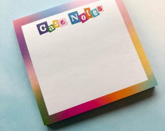 Case Notes Sticky Notes – Detective-Inspired Rainbow Post-Its | Nancy Drew Aesthetic | Sleuth Stationery for Mystery Lovers