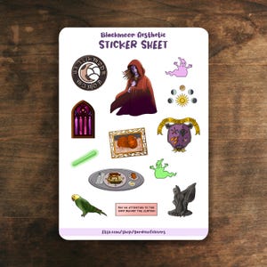 Mystery Solving Girl Detective Curse Blackmoor Manor Inspired Sticker Sheet for Notebooks, Laptop | 13 Glossy Stickers | Ghost, Bird