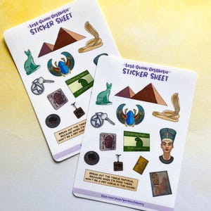 Detektiv, mysteriöses Mädchen, verlorene Königin Ägypten, ästhetische Aufkleber für Notizbuch, Laptop | 13 glänzende Sticker