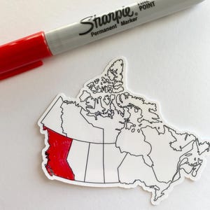 Pegatina de viaje para colorear con el mapa de Canadá / Vinilo DIY para las provincias visitadas / Pegatina para diario, portátil y botella de agua