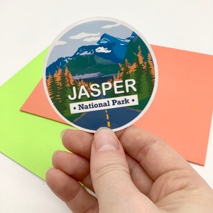 Jasper Canadian National Park Vinil brilhante cortado circular adesivo decalque para laptop, notebook | Alberta