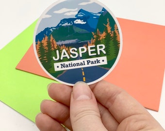 Jasper Canadian National Park Vinyl Glossy Die-Cut Circular Sticker Decal for Laptop, Notebook | Alberta