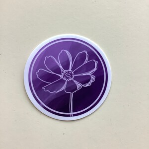 Purple Floral Vinyl Sticker | Hand Drawn Die-Cut Waterproof Decal for Laptop, Water Bottle, Notebook, Aesthetic Journal