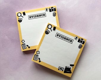 Evidence Sticky Notes | Nancy Drew Detective-Inspired Memo Pad | Mystery Aesthetic Stationery | Sleuth Desk Accessory