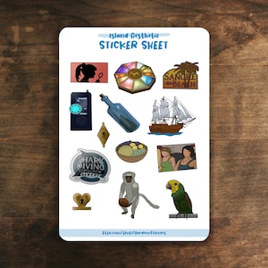 Mystery Solving Girl Detective Island Aesthetic Sticker Sheet for Notebooks, Laptop | 13 Glossy Stickers