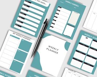 Weekly Planner Printable Landscape, Minimalist Weekly Schedule, Week At a Glance, Weekly Organizer, Office Planner, Desk Planner, A4 Letter