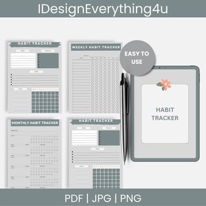 Monthly Habit Tracker Printable Landscape, Habit Tracker Template, Routine Tracker, 30 Day Habit Challenge, A4/Letter, Instant Download