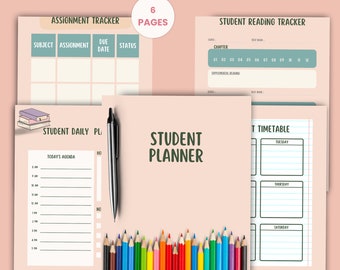 Student Planner Afdrukbaar, Jaarlijkse Student Planner, Wekelijkse Student Planner, Notities planner, Academische Planner, College Student Weekplanner,