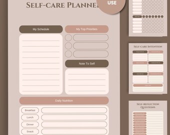 Self-care planner, Self-care checklist, Self-care journal for mental health and wellness, daily well-being mindfulness gift, self-love daily