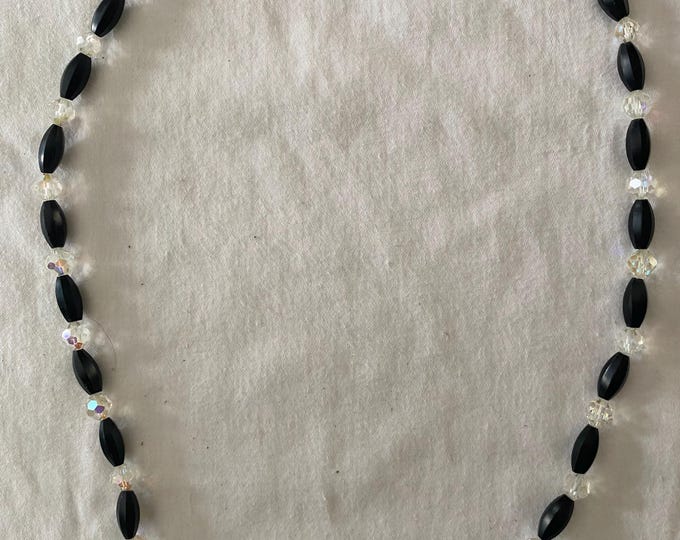 Vintage Black & Crystal Beaded Necklace Unique Gifts Galore at Lover Antiques and Vintage