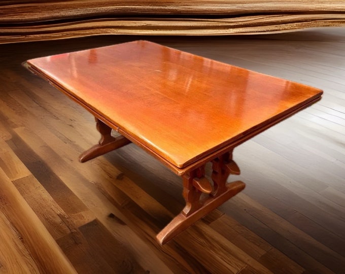 Cushman Colonial Creations Brandywine Manor Table No. 7030 Double Trestle Table Cushman Mid Century Table Lover Antiques and Vintage