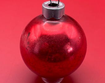 Vintage Red Shiny Brite Striped Ball Ornament Circle Circa 1940’s Lover Antiques and Vintage