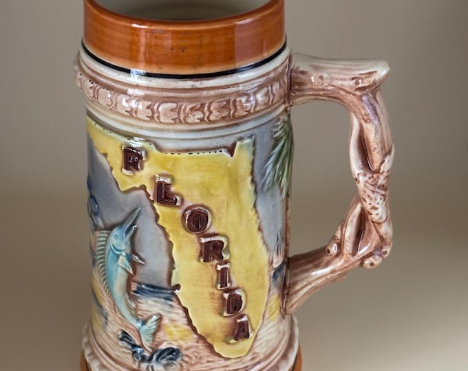 Vintage Florida Beer Stein Mug Souvenir Cup Lover Antiques and Vintage