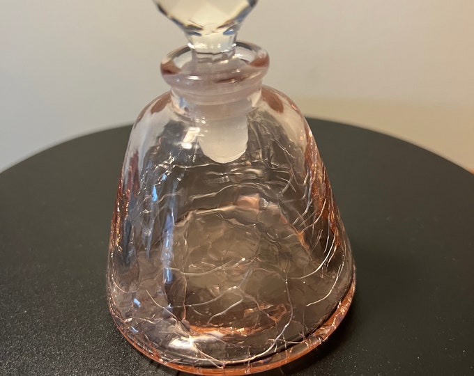Vintage Pink Crackle Glass Perfume Bottle with Ball Glass Stopper Glass Art Decanter Modern Lover Antiques and Vintage