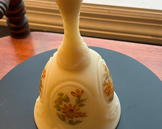 Vintage Fenton Satin Glass Bell Hand-Painted Signed Art Glass Limited Edition Lover Antiques Gifts