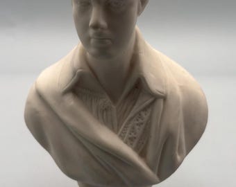 Antique Victorian Parian Porcelain Bust of Lord Byron Lover Antiques and Vintage