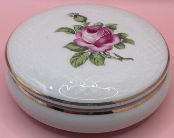 Vintage Schumann Germany Rose Trinket Box Stamped Number 92 Hand Painted Powder Box Lover Antiques and Vintage