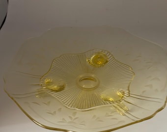 Vintage Lancaster Glass Footed Tray, Depression Glass Bowl, Lover Antiques and Vintage