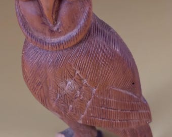Hand Carved Owl Figurine, Indian Rosewood From India, Sheesham Wood Art