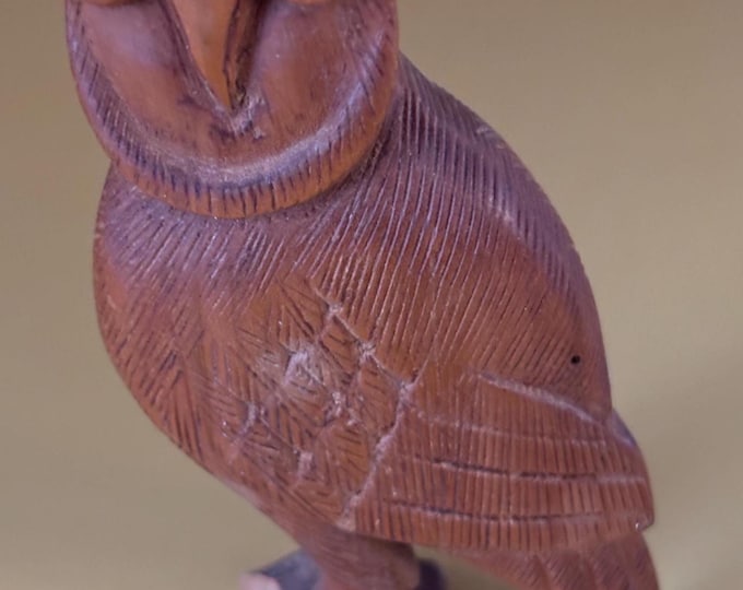Hand Carved Owl Figurine, Indian Rosewood From India, Sheesham Wood Art