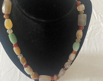 Vintage Multi-Colored Stone Necklace: Earth Tone Jewelry