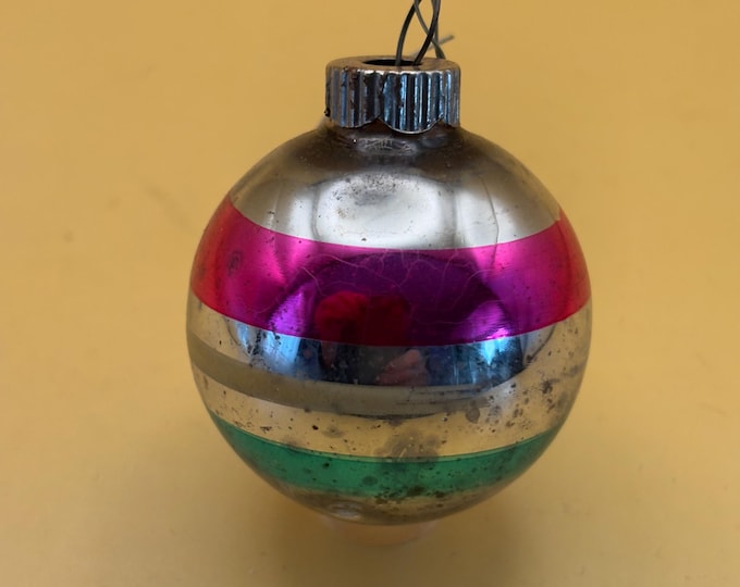 Vintage Shiny Brite Striped Ball Ornament Circle Circa 1940’s Lover Antiques and Vintage