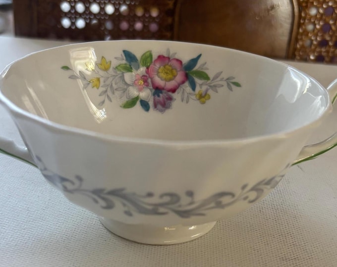 Vintage Royal Doulton Cream Soup Dish Bowl with 2 Handles Made in England Bone China Floral Flowers Lover Antiques and Vintage