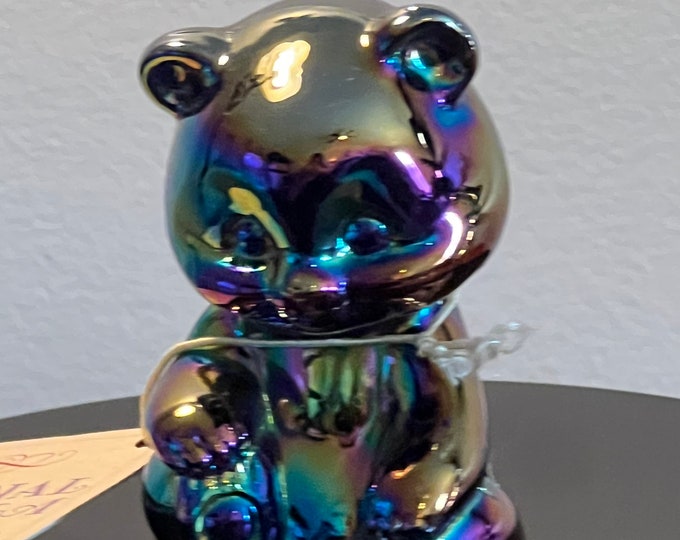 Vintage Fenton Iridescent Red Carnival Glass Bear Cub Animal Glass Art Lover Antiques and Vintage