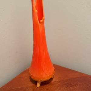 Vintage Le Smith Bittersweet Three Toe Swung Vase Orange Yellow Slag Glass Footed Ruffle Drippy Vase Lover Antiques And Vintage