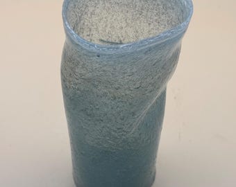 Vintage Murano Mid Century Vase, Pulagesso Blue Bubble Texture Glass, Lover Antiques and Vintage