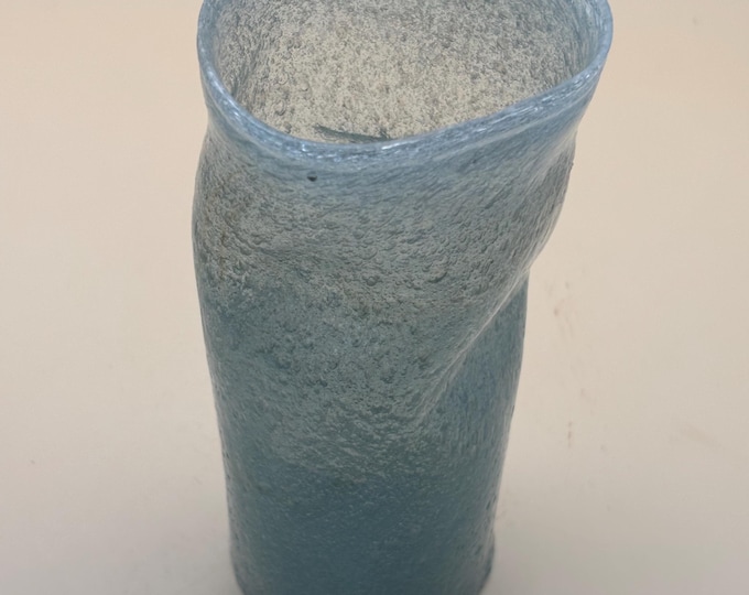 Vintage Murano Mid Century Vase, Pulagesso Blue Bubble Texture Glass, Lover Antiques and Vintage