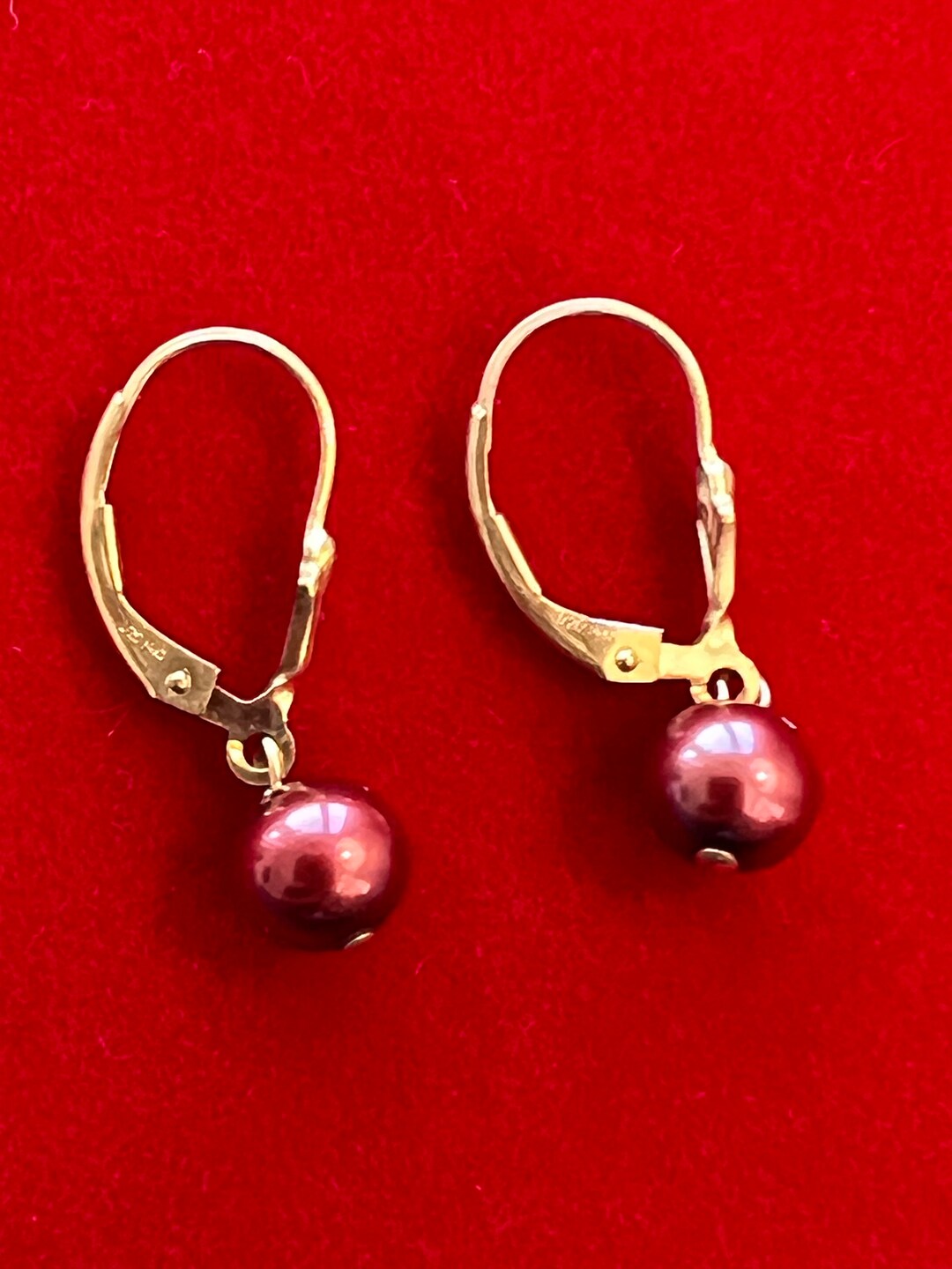 Vintage Purple Gold Drop Earrings Bridal Earrings 14k Etsy