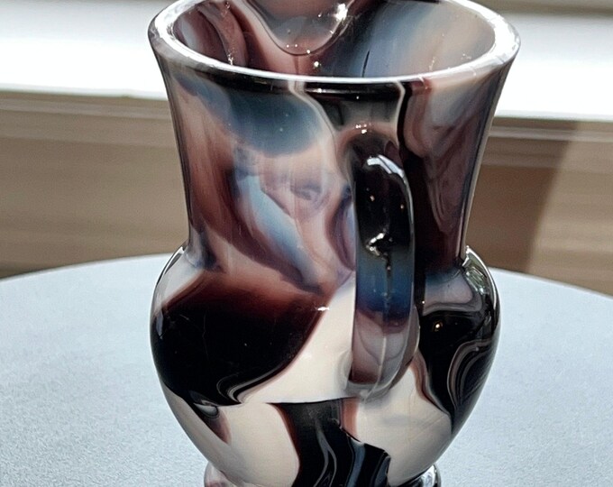 Vintage Purple Slag Glass Toothpick Holder Glass Art Small Container Lover Antiques and Vintage
