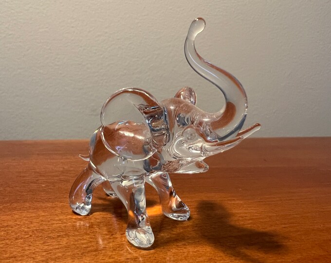 Vintage Glass Elephant Sculpture with Trunk Up Art Glass Figurine elephants great gift artwork glass