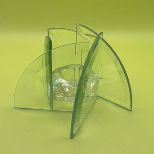 Vintage Clear Cut Glass Votive Candle Holder Mid Century Glass Structure Lover Antiques and Vintage