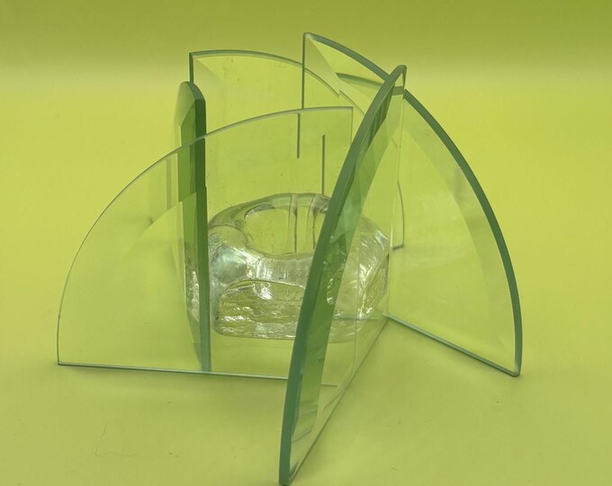 Vintage Clear Cut Glass Votive Candle Holder Mid Century Glass Structure Lover Antiques and Vintage