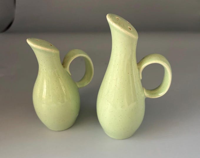 Vintage California Pottery Salt & Pepper Shakers, Green Chartreuse Mid Century Home Decor, Lover Antiques and Vintage