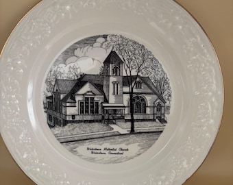 Vintage Homer Laughlin Watertown Methodist Church Commemorating 100 Years Watertown, Connecticut Lover Antiques and Vintage