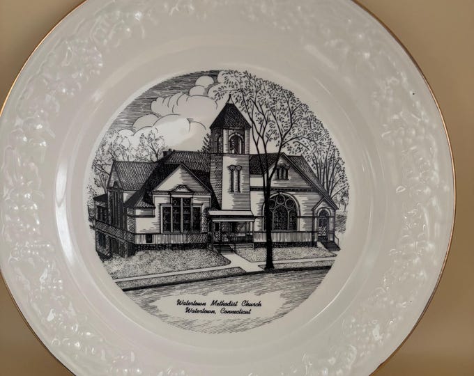 Vintage Homer Laughlin Watertown Methodist Church Commemorating 100 Years Watertown, Connecticut Lover Antiques and Vintage