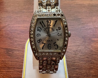 Vintage Adrienne Club A Rhinestones & Silver Sparkly Watch quartz jewelry Lover Antiques and Vintage