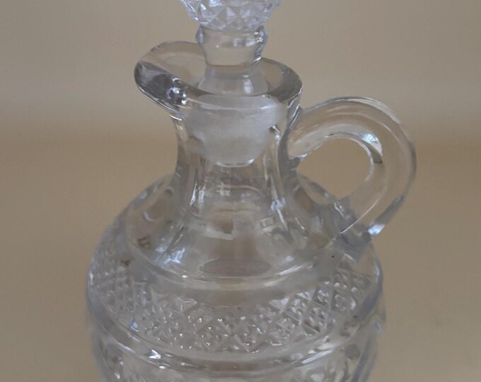 Antique Cut Glass Glass Cruet or Perfume Bottle with Stopper Glass Decanter Cruet Lover Antiques and Vintage