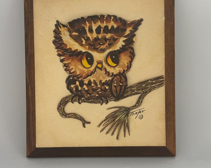 Vintage Thayer 3D Owl Wall Art Hanging Home Decor Lover Antiques and Vintage