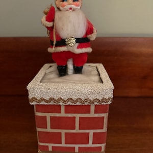 Vintage Santa Claus Wind-Up Music Box: Chimney Ornament