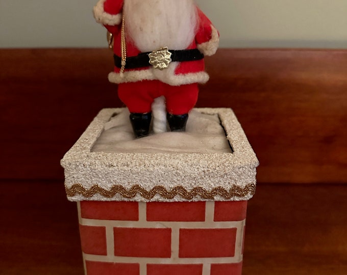 Vintage Santa Claus Wind Up Chimney Music Box, Santa Claus is Coming to Town, Vintage Santa Music Box, Lover Antiques and Vintage
