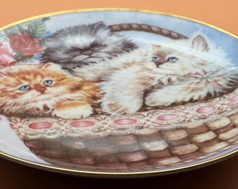 Franklin Mint Three Little Kittens Plate, Cat Collection #B1081