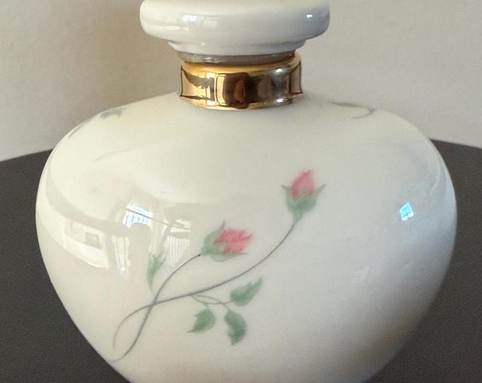 Vintage Lenox Perfume Bottle Rose Manor Made in USA Ivory Roses Small Container Fine China Lover Antiques and Vintage