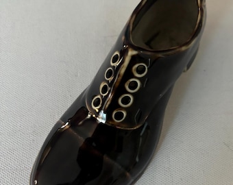 Antique German Oxford Shoe Ceramic Brown Saddle Shoe Lover Antiques and Vintage