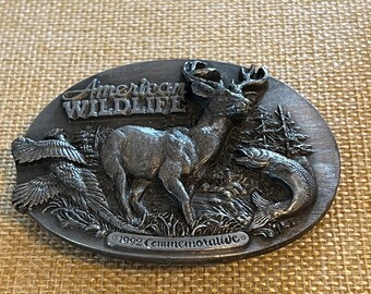 Vintage 1992 American Wildlife Commemorative Belt Buckle - Siskiyou Buckle Co.
